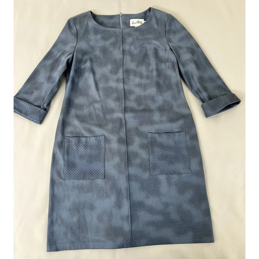Joseph Ribkoff‎ Joseph Ribkoff Textured Bodycon Sheath Blue 3/4 Sleeves Sz 12